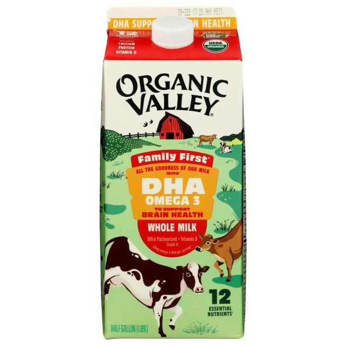 ORGANIC VALLEY: Family First Omega 3 DHA Organic Whole Milk, 64 fo