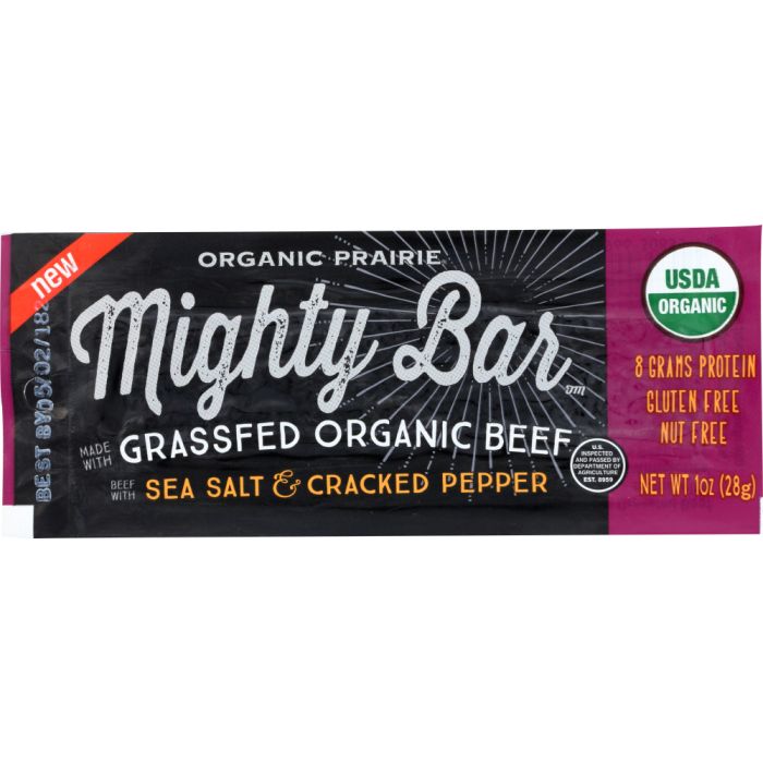 ORGANIC PRAIRIE: Sea Salt & Cracked Pepper Beef Bar, 1 oz