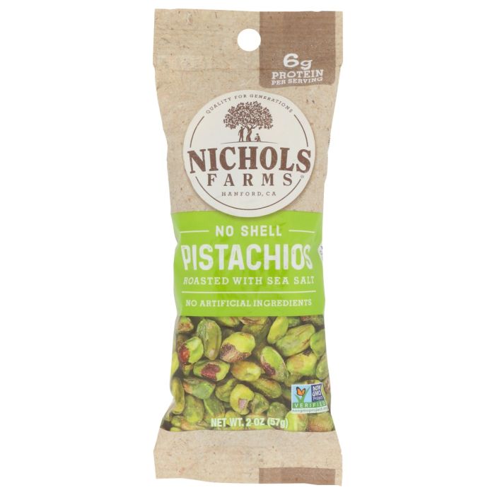 NICHOLS FARMS: No Shell Roasted With Sea Salt Pistachios, 2 oz