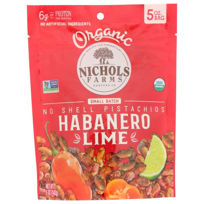 NICHOLS FARMS: No Shell Organic Pistachios Habanero Lime, 5 oz