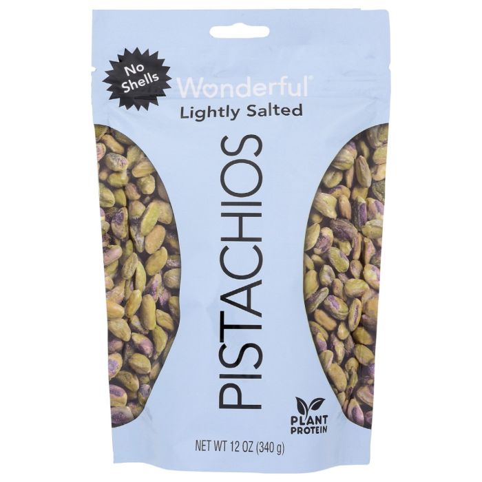 WONDERFUL PISTACHIOS: Lightly Salted No Shells, 12 oz