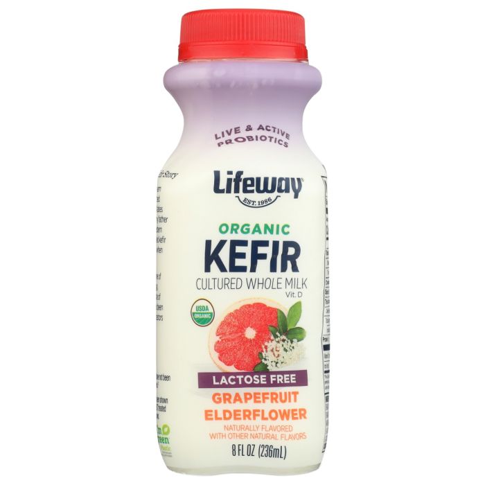 LIFEWAY: Organic Kefir Whole Milk Grapefruit Elderflower, 8 fo