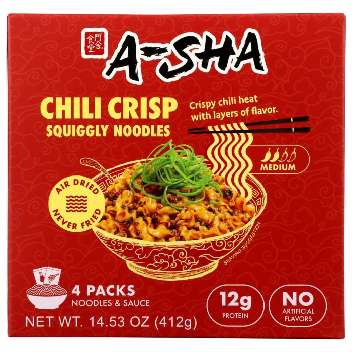 A-SHA: Chili Crisp Squiggly Noodles 4pk, 14.53 oz