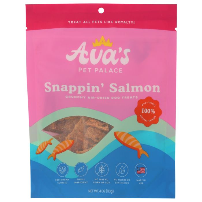 AVA'S PET PALACE: Crunchy Jerky Dog Treats Snappin Salmon, 4 oz
