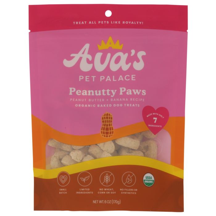 AVA'S PET PALACE: Organic Baked Dog Treats Peanutty Paws, 6 oz