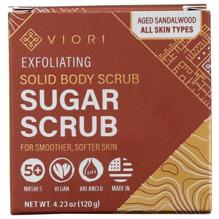 VIORI: Sandalwood Body Sugar Scrub Bar, 4.23 oz