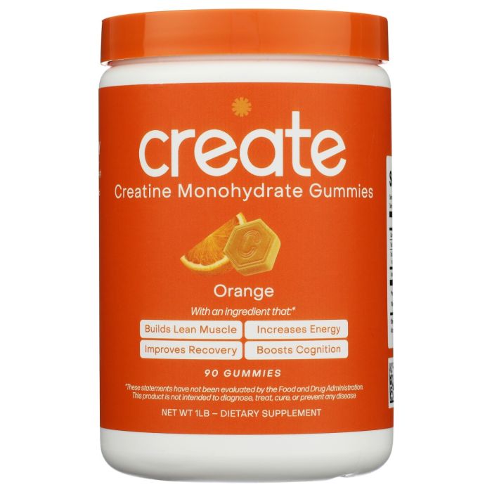 CREATE WELLNESS: Orange Creatine Monohydrate Gummies, 90 pc