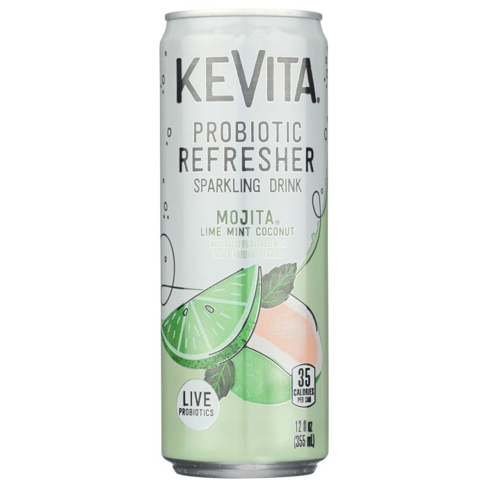 KEVITA: Probiotic Refresher Organic Mojita Lime Mint Coconut Sparkling Drink, 12 fo