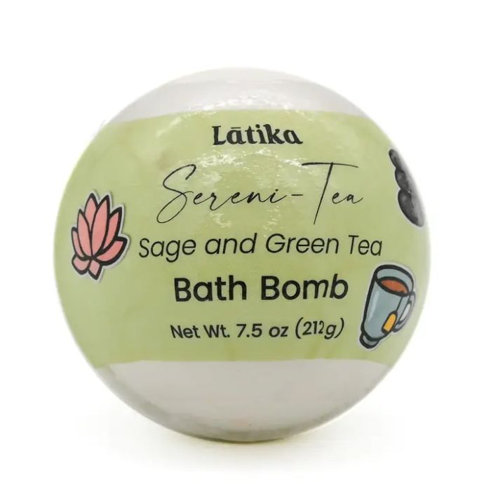 LATIKA BEAUTY: Sereni Tea Sage And Green Tea Bath Bomb, 7.5 oz