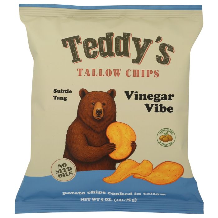 TEDDY'S TALLOW CHIPS: Vinegar Vibe Potato Chips, 5 oz