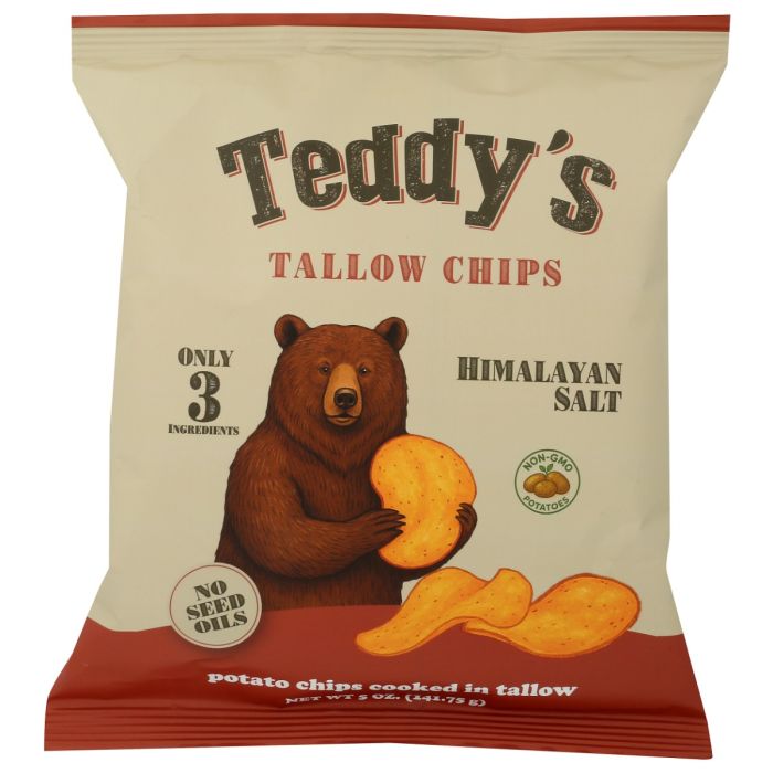 TEDDY'S TALLOW CHIPS: Himalayan Salt Potato Chips, 5 oz