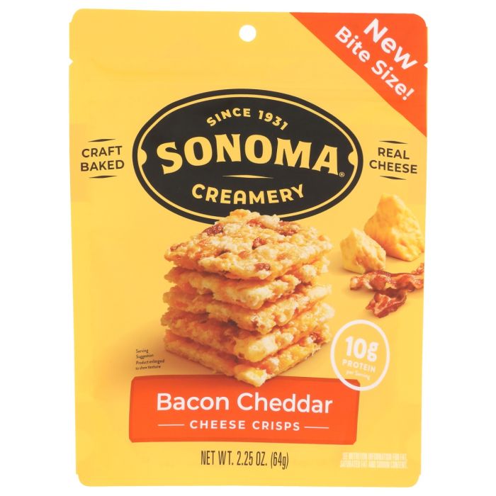 SONOMA CREAMERY: Bacon Cheddar Cheese Crisps, 2.25 oz