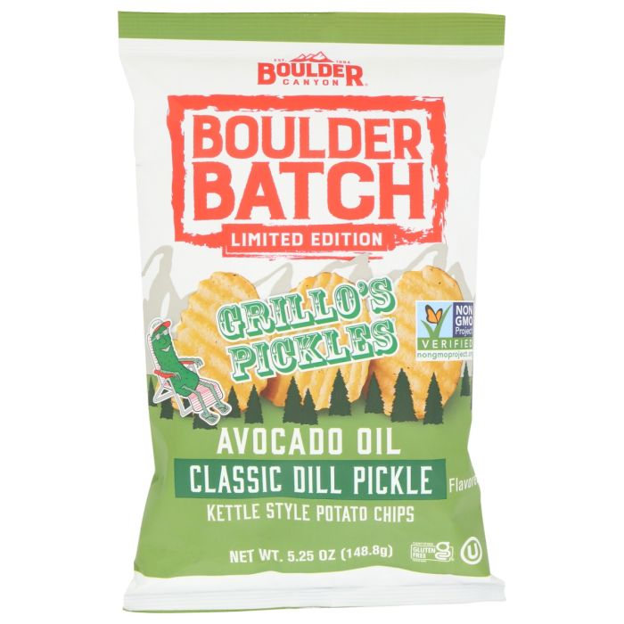 BOULDER CANYON: Potato Chips Avocado Oil Classic Dill Pickle, 5.25 oz
