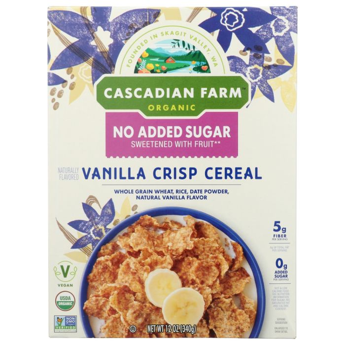 CASCADIAN FARM: No Added Sugar Vanilla Crisp Cereal, 12 oz