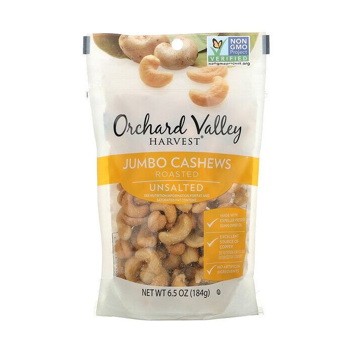 ORCHARD VALLEY HARVEST: Nuts Cashew Jmb Unslt, 6.5 oz