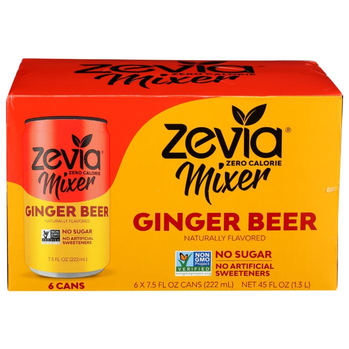 ZEVIA: Mixer Ginger Beer 0 Calorie 6 pk, 45 oz