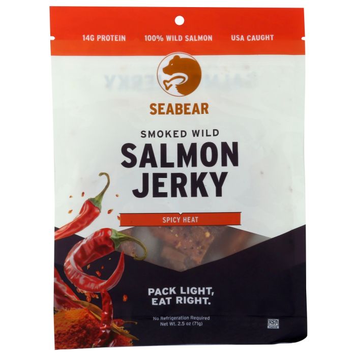 SEABEAR SMOKEHOUSE: Smoked Wild Salmon Jerky Spicy Heat, 2.5 oz