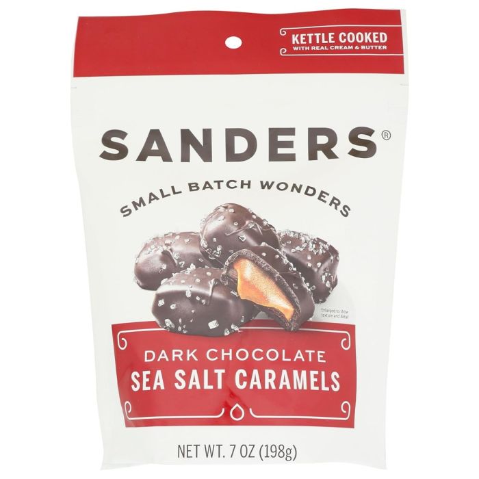 SANDERS: Dark Chocolate Sea Salt Caramels, 7 oz