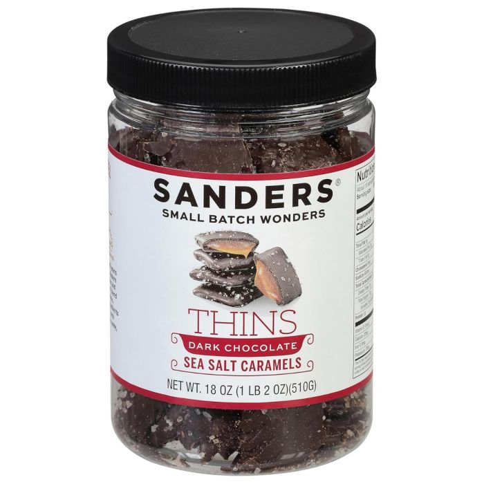 SANDERS: Dark Chocolate Sea Salt Caramels Thins, 18 oz