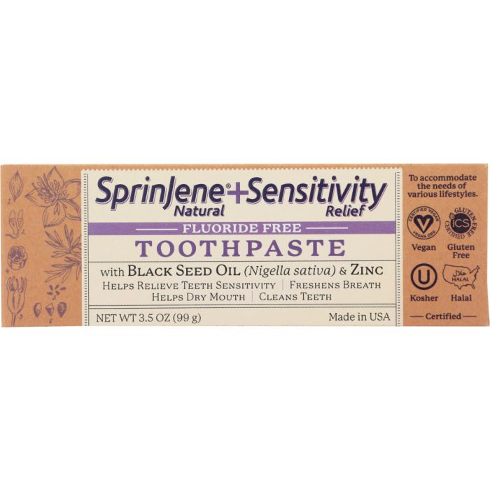SPRINJENE: Toothpaste Sensitivity Relief No Flouride, 3.5 oz