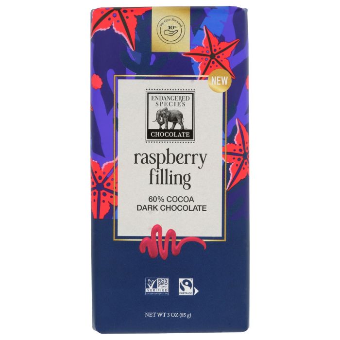 ENDANGERED SPECIES: Raspberry Filling Dark Chocolate, 3 oz