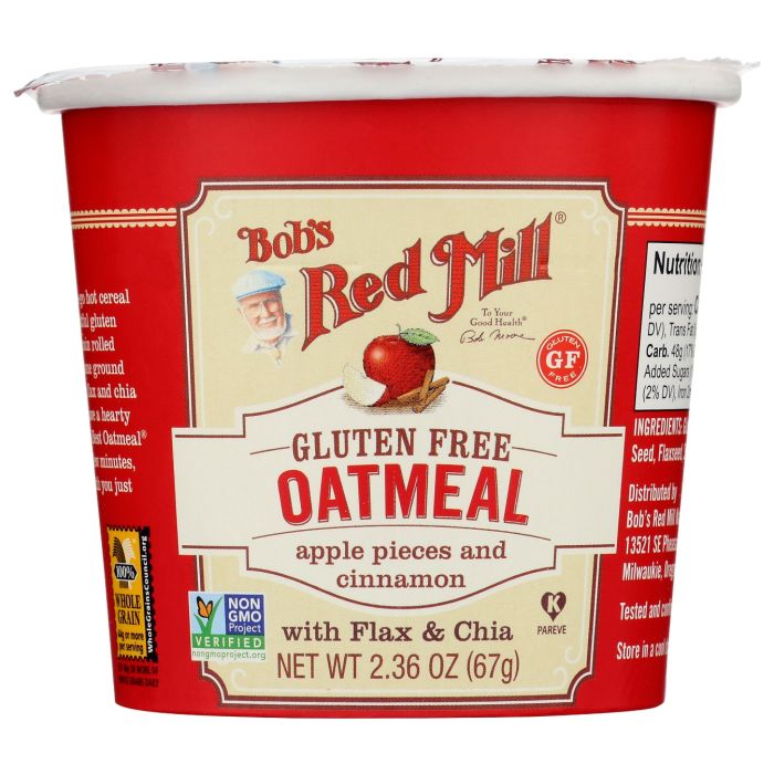 BOBS RED MILL: Gluten Free Apple Cinnamon Oatmeal Cup, 2.36 oz