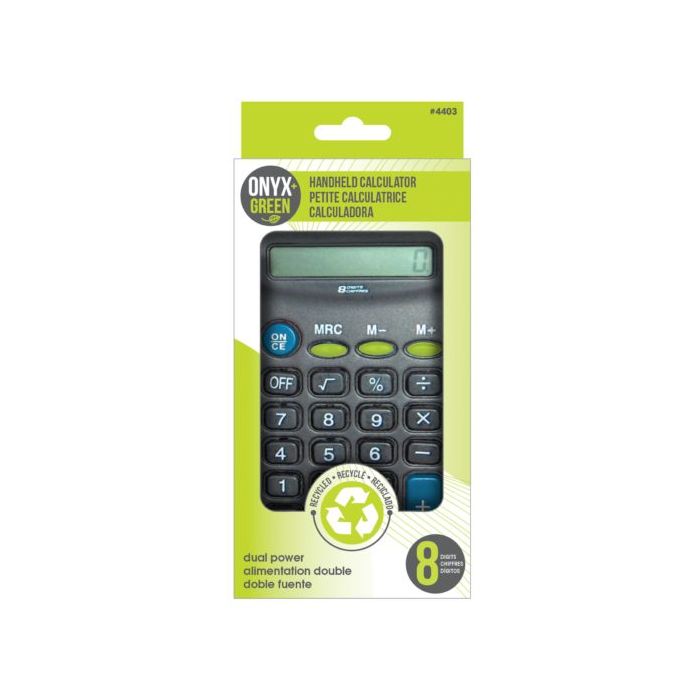 ONYX & GREEN: Calculator 8Digit Rycld, 1 ea