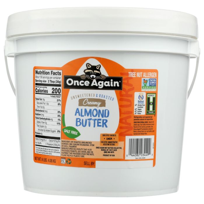 ONCE AGAIN: Creamy Almond Butter, 9 lb
