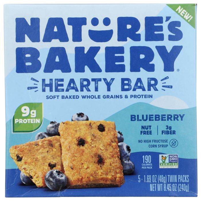 NATURE'S BAKERY: Blueberry Hearty Bar 5 Pack, 8.45 oz