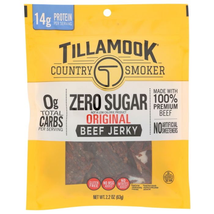 TILLAMOOK COUNTRY SMOKER: Zero Sugar Original Beef Jerky, 2.2 oz
