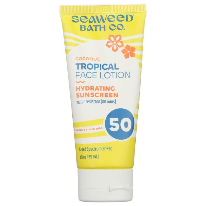 SEAWEED BATCH CO: Coconut Tropical Face Lotion Hydrating Sunscreen Spf50, 3 fo