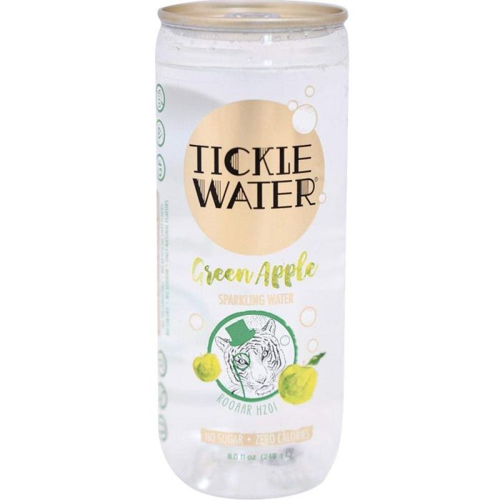 TICKLE WATER: Water Sparkling Green Apple, 8 fo