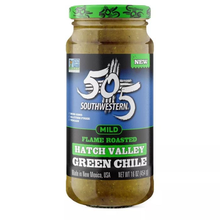 505 SOUTHWESTERN: Hatch Valley Flame Roasted Green Chile Salsa Mild, 16 oz