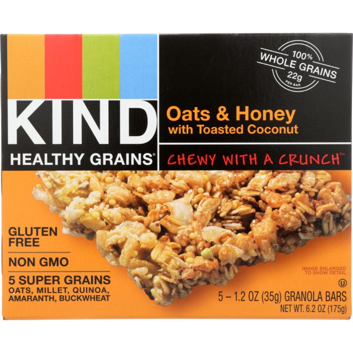 KIND: Healthy Grains Granola Bars Oats and Honey with Toasted Coconut 5 Count, 6.2 oz