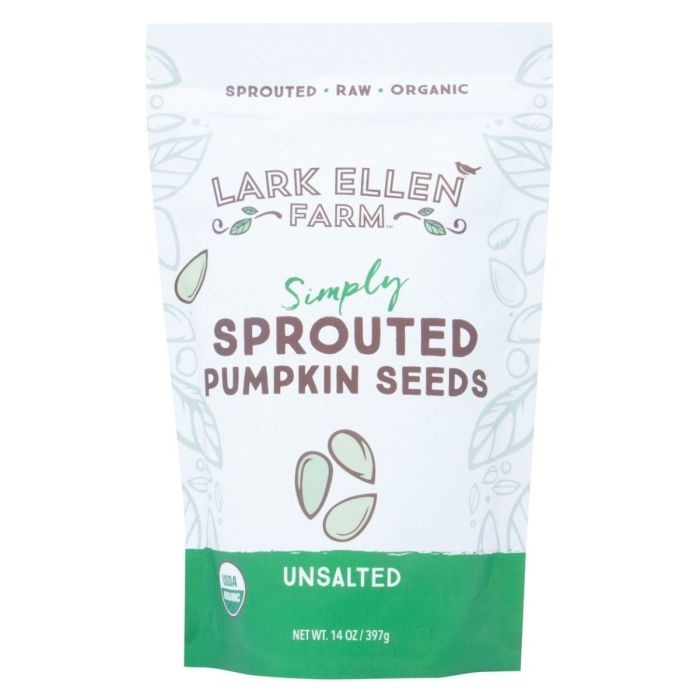 LARK ELLEN FARM: Organic Sprouted Pumpkin Seeds Unsalted, 14 oz