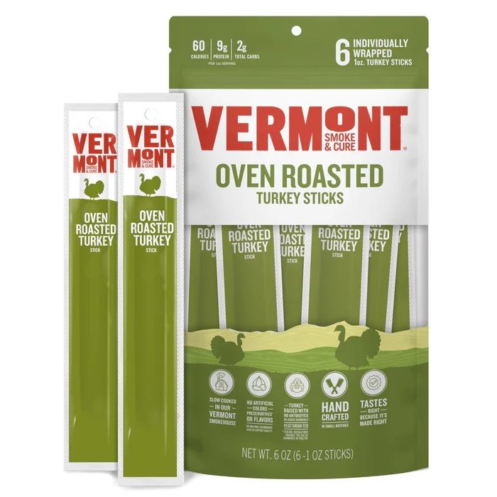 VERMONT SMOKE: Oven Roasted Seasoned Turkey Sticks 6Ct, 6 oz