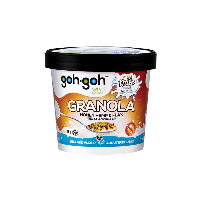 GOH GOH CEREAL: Cereal Cup Honey Hemp and Flax, 68 gm