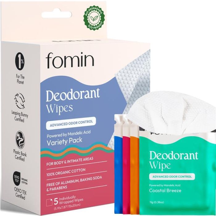 FOMIN: Variety Pack Deodorant Wipes, 5 pc