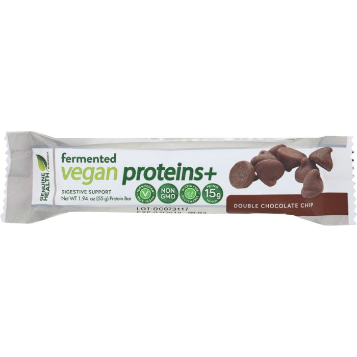 GENUINE HEALTH USA: Fermented Vegan Proteins Plus Double Chocolate Bar, 1.94 oz