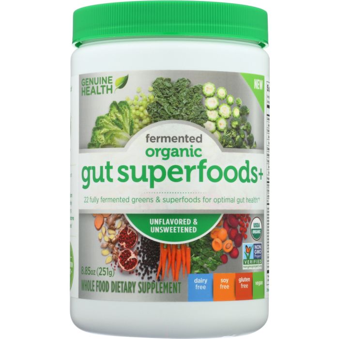 GENUINE HEALTH USA: Fermented Organic Gut Superfoods Unflavored & Unsweetened,  8.85 oz