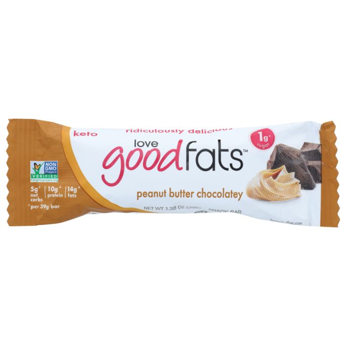 LOVE GOOD FATS: Peanut Butter Chocolatey Bar, 1.38 oz