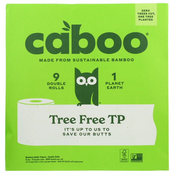 CABOO: Tree Free Bath Tissue 9Pack 300 Sheet, 1 ea