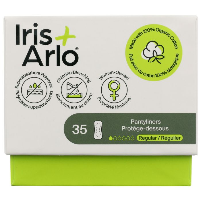 IRIS PLUS ARLO: Organic Regular Cotton Pantyliners, 35 ea