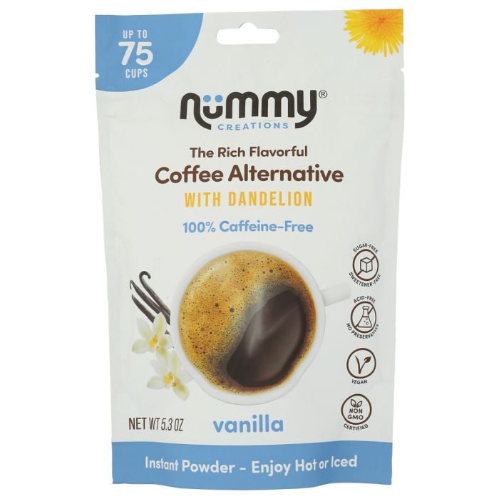 NUMMY CREATIONS: Caffeine Free Coffee Alternative Vanilla With Dandelion, 5.3 oz
