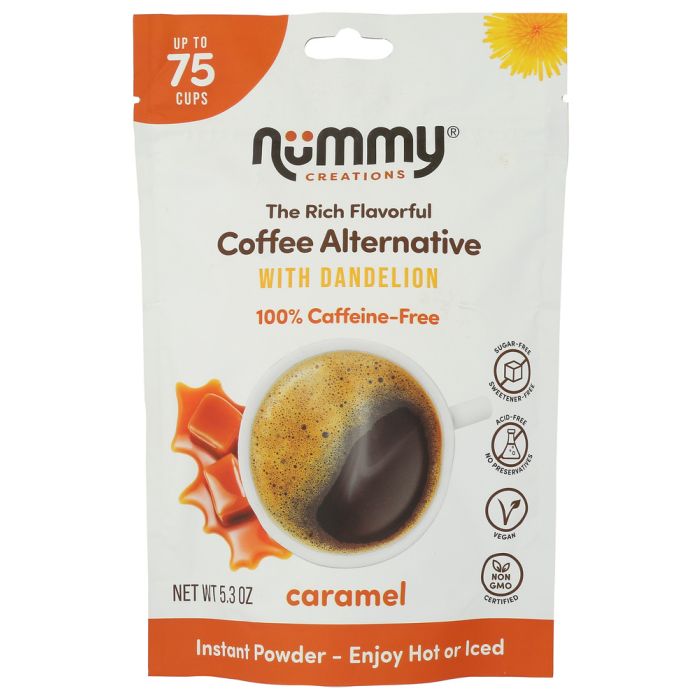 NUMMY CREATIONS: Caffeine Free Coffee Alternative Caramel With Dandelion, 5.3 oz
