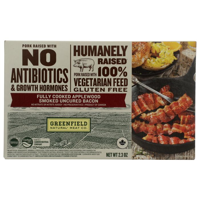 GREENFIELD: Fully Cooked Applewood Smoked Uncured Bacon, 2.3 oz