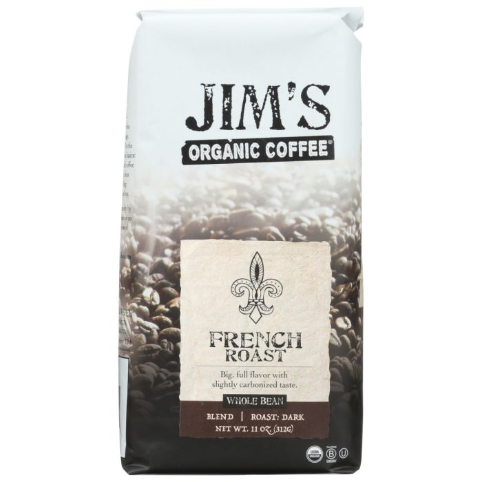 JIMS ORGANIC COFFEE: Organic French Roast Whole Bean Coffee, 11 oz
