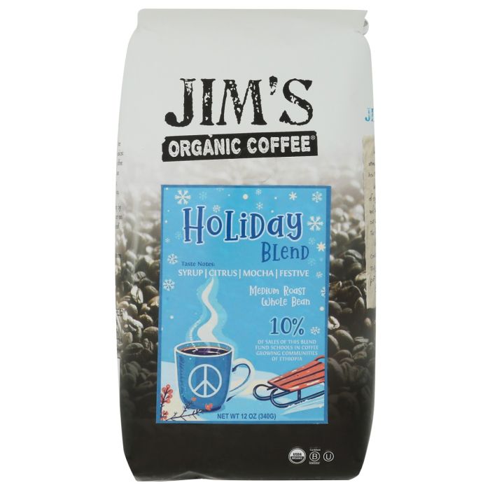 JIMS ORGANIC COFFEE: Holiday Blend, 12 oz