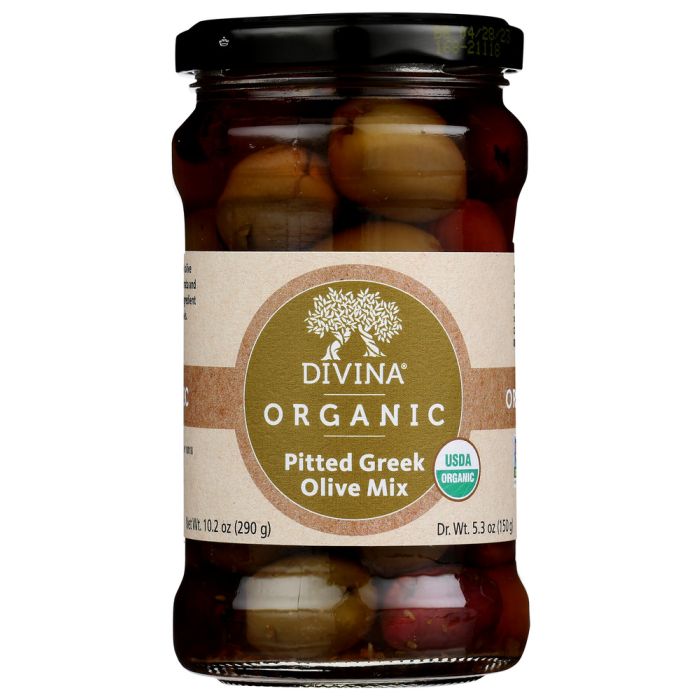 DIVINA: Olive Mix Pitted Greek Organic, 5.3 oz