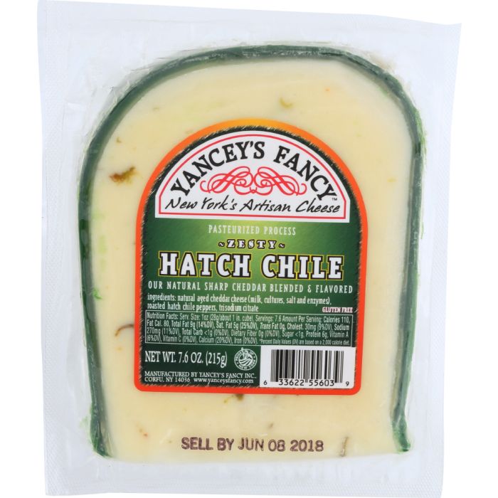 YANCEY'S FANCY: Zesty Hot Chile Sharp Cheddar Cheese, 7.6 oz